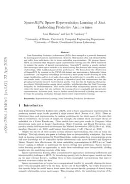 SparseJEPA: Sparse Representation Learning of Joint Embedding Predictive Architectures