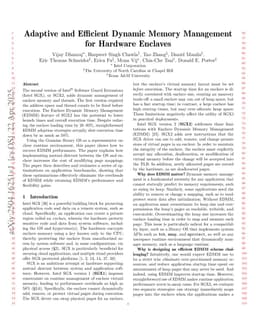 Adaptive and Efficient Dynamic Memory Management for Hardware Enclaves