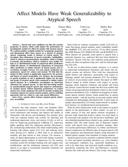 Affect Models Have Weak Generalizability to Atypical Speech