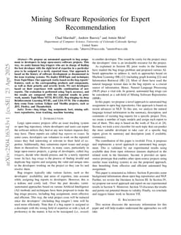 Mining Software Repositories for Expert Recommendation