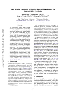 LLMSR@XLLM25: Less is More: Enhancing Structured Multi-Agent Reasoning via Quality-Guided Distillation