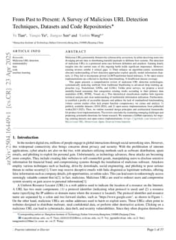 From Past to Present: A Survey of Malicious URL Detection Techniques, Datasets and Code Repositories