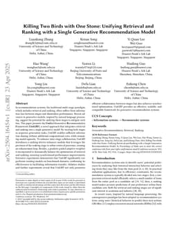 Killing Two Birds with One Stone: Unifying Retrieval and Ranking with a Single Generative Recommendation Model