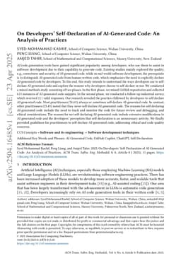 On Developers' Self-Declaration of AI-Generated Code: An Analysis of Practices