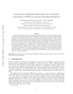 Least-Squares-Embedded Optimization for Accelerated Convergence of PINNs in Acoustic Wavefield Simulations