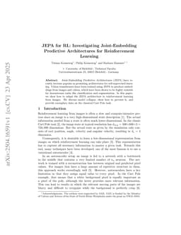 JEPA for RL: Investigating Joint-Embedding Predictive Architectures for Reinforcement Learning