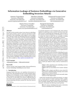 Information Leakage of Sentence Embeddings via Generative Embedding Inversion Attacks
