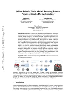 Offline Robotic World Model: Learning Robotic Policies without a Physics Simulator