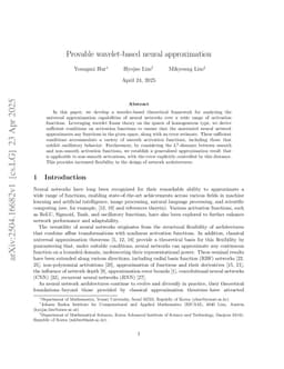 Provable wavelet-based neural approximation