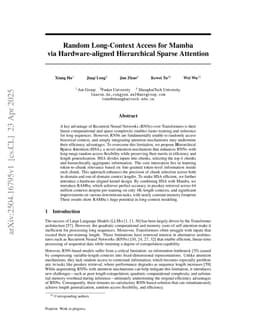 Random Long-Context Access for Mamba via Hardware-aligned Hierarchical Sparse Attention