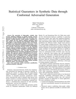 Statistical Guarantees in Synthetic Data through Conformal Adversarial Generation