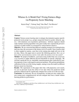 Whence Is A Model Fair? Fixing Fairness Bugs via Propensity Score Matching
