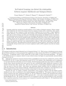 In-Context Learning can distort the relationship between sequence likelihoods and biological fitness