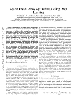 Sparse Phased Array Optimization Using Deep Learning