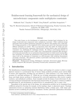 Reinforcement learning framework for the mechanical design of microelectronic components under multiphysics constraints