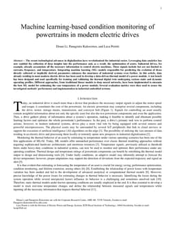 Machine learning-based condition monitoring of powertrains in modern electric drives