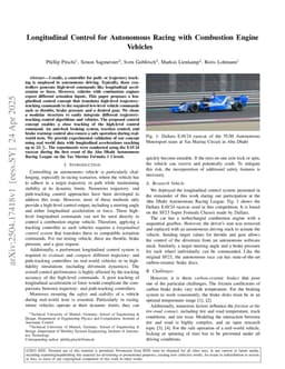 Longitudinal Control for Autonomous Racing with Combustion Engine Vehicles