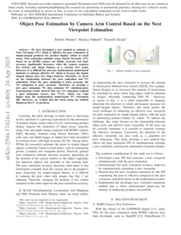 Object Pose Estimation by Camera Arm Control Based on the Next Viewpoint Estimation