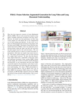 FRAG: Frame Selection Augmented Generation for Long Video and Long Document Understanding