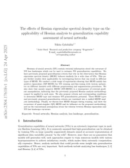 The effects of Hessian eigenvalue spectral density type on the applicability of Hessian analysis to generalization capability assessment of neural networks