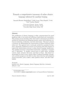 Towards a comprehensive taxonomy of online abusive language informed by machine leaning