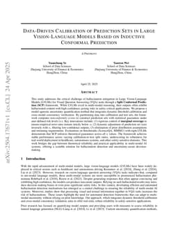 Data-Driven Calibration of Prediction Sets in Large Vision-Language Models Based on Inductive Conformal Prediction