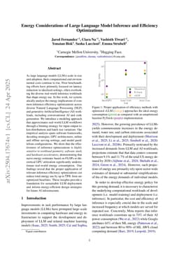 Energy Considerations of Large Language Model Inference and Efficiency Optimizations
