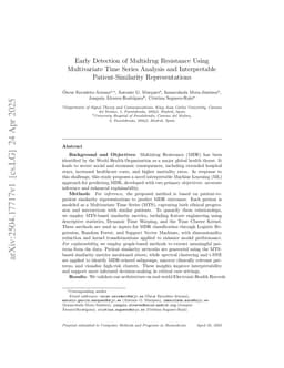 Early Detection of Multidrug Resistance Using Multivariate Time Series Analysis and Interpretable Patient-Similarity Representations