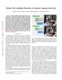 Robotic Task Ambiguity Resolution via Natural Language Interaction