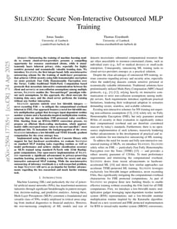 Silenzio: Secure Non-Interactive Outsourced MLP Training