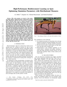 High-Performance Reinforcement Learning on Spot: Optimizing Simulation Parameters with Distributional Measures