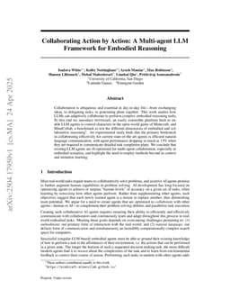 Collaborating Action by Action: A Multi-agent LLM Framework for Embodied Reasoning