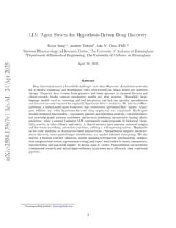LLM Agent Swarm for Hypothesis-Driven Drug Discovery