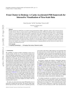 From Cluster to Desktop: A Cache-Accelerated INR framework for Interactive Visualization of Tera-Scale Data