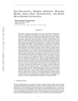 Self-Balancing, Memory Efficient, Dynamic Metric Space Data Maintenance, for Rapid Multi-Kernel Estimation