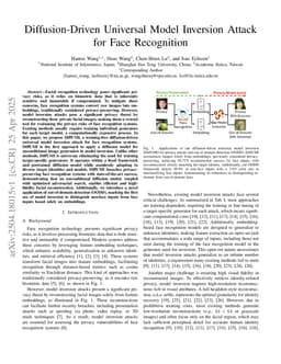 Diffusion-Driven Universal Model Inversion Attack for Face Recognition
