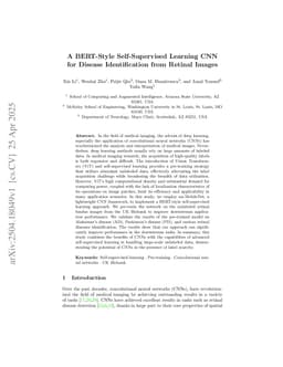 A BERT-Style Self-Supervised Learning CNN for Disease Identification from Retinal Images