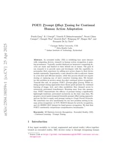 POET: Prompt Offset Tuning for Continual Human Action Adaptation