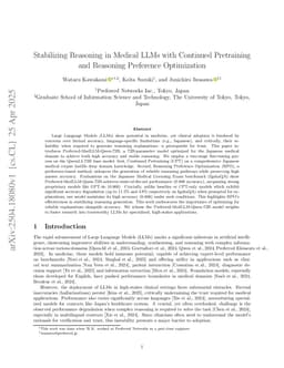 Stabilizing Reasoning in Medical LLMs with Continued Pretraining and Reasoning Preference Optimization