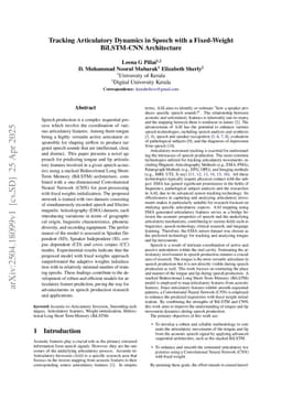 Tracking Articulatory Dynamics in Speech with a Fixed-Weight BiLSTM-CNN Architecture