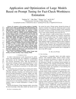 Application and Optimization of Large Models Based on Prompt Tuning for Fact-Check-Worthiness Estimation