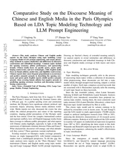 Comparative Study on the Discourse Meaning of Chinese and English Media in the Paris Olympics Based on LDA Topic Modeling Technology and LLM Prompt Engineering