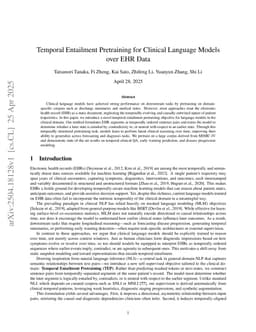 Temporal Entailment Pretraining for Clinical Language Models over EHR Data