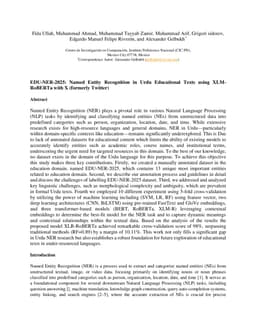 EDU-NER-2025: Named Entity Recognition in Urdu Educational Texts using XLM-RoBERTa with X (formerly Twitter)