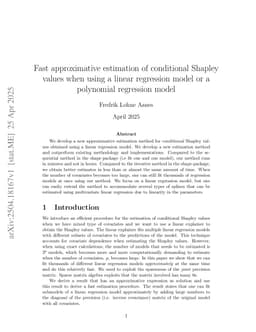 Fast approximative estimation of conditional Shapley values when using a linear regression model or a polynomial regression model