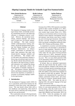 Aligning Language Models for Icelandic Legal Text Summarization