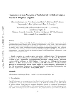 Implementation Analysis of Collaborative Robot Digital Twins in Physics Engines