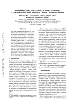 Optimising ChatGPT for creativity in literary translation: A case study from English into Dutch, Chinese, Catalan and Spanish