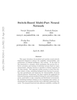 Switch-Based Multi-Part Neural Network