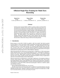 Efficient Single-Pass Training for Multi-Turn Reasoning